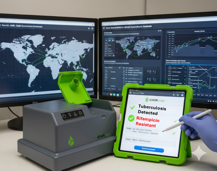 Figure 1: CHORtec’s Quantum-Powered TB Point-of-Care Solution detects TB and Rifampicin Resistance in a single test